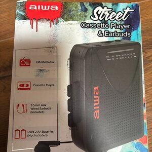 Aiwa Street Cassette Player with Earbuds FM/AM Radio (Batteries Not Included).